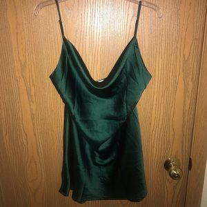 Green silk mini dress
